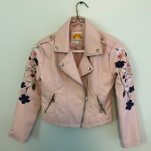 Soft Pink Leather Jacket For Girls